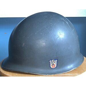 Danish Gray M1 Helmet Metal Civil Defense Combat No Liner M48 Denmark Militaria